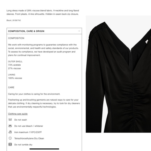 Zara Studio Collection limited edition black A-line V- neck pleated midi dress M - Picture 8 of 17